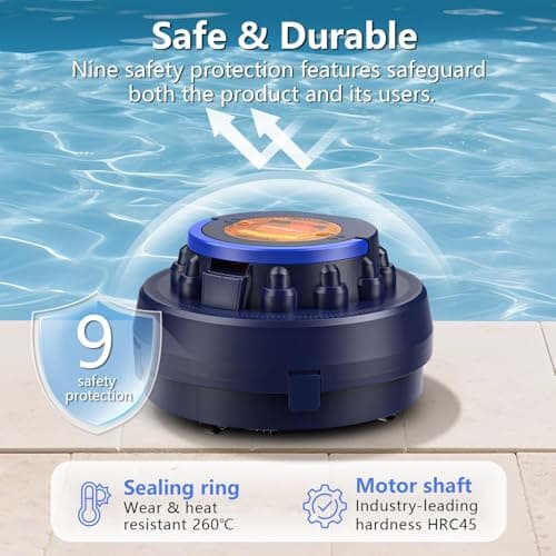 Poolease Cordless Robotic Pool Vacuum with Dual high-Powerful Motors Provide Strong Suction, 100 Min Runtime, Self-Parking, Pool Cleaner Robot for Above/In-ground Flat Pool up to 960 Sq.ft - Thumbnail 6