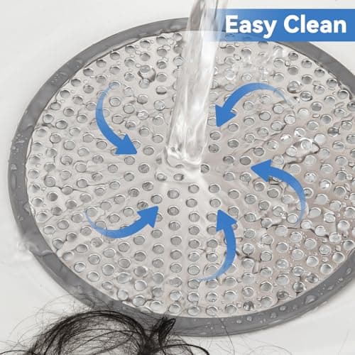 Shower Drain Hair Catcher, 4.72" Shower Drain Cover, All-in-One Universal Sink & Shower Drain Strainer, Easy Installation, Stainless Steel and Silicone Bathroom Accessories for Tub, Bathtub (Round) - Thumbnail 6