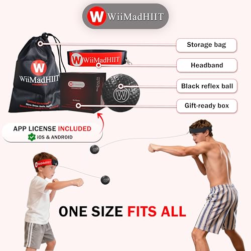 WiiMad Boxing Reflex Ball with Punch Counter App, Punching Ball with Headband, Workout Toy for Kids Teen Adults, Hand Eye Coordination Training | Boxing Equipment, Home Fun Punch Game - Thumbnail 4