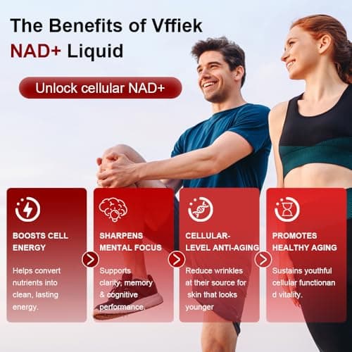 Vffiek NAD+ Liquid Supplement - 1200mg Advanced Cellular Rejuvenation for Cellular Vitality, Energy Metabolism & Antioxidant Support - Boosts Energy & Focus - 10 Count (15ml Packs) - Thumbnail 3