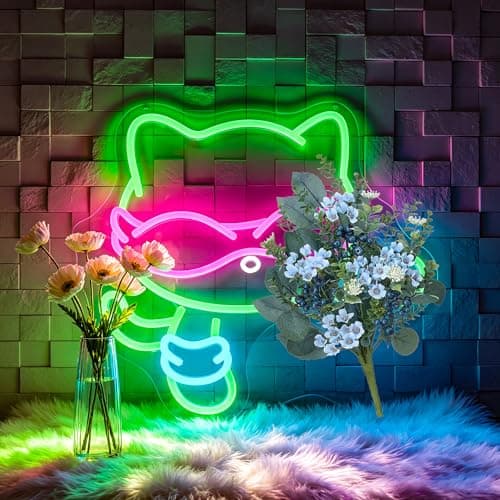 Neon Sign, FPLL Dimmable Neon Signs for Wall Decor, Cute Green LED Light up Cat Signs for Man Cave, Bedroom, Party, Game Room & Home Decor, Led Sign USB Power - Image 1