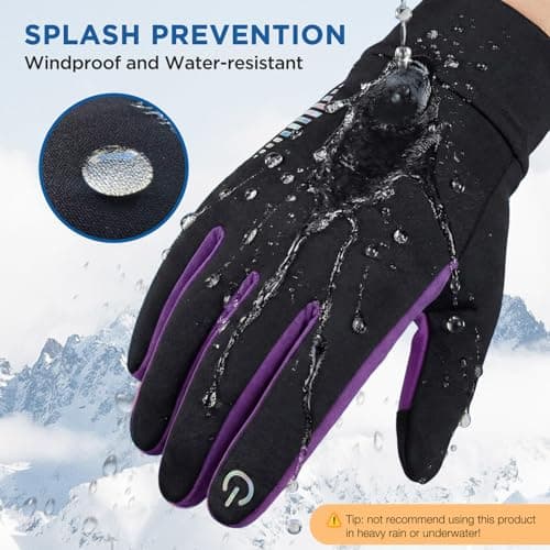 SIMARI Kids Winter Gloves with Touchscreen, Warm Thermal, Water-Resistant, Windproof for Boys Girls Toddler, Gloves for Cold Weather Running Cycling Snow Skiing Hiking Football Rugby Camping, Purple - Thumbnail 4