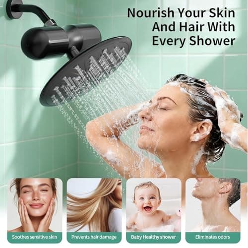 SR SUN RISE Duo Shower Filter – NSF Certified Shower Filter for Chlorine Reduction, Lead-Free, Easy Installation, High Flow, Nourish Hair & Skin, Matte Black - Thumbnail 3