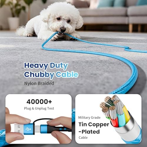 Jogrytece Travel Essentials, 4 in 2 Multi Charging Cable 3 USB C Chargers for iPhone 17, Multi Charger Cord with 3 Type C/IP, Compatible for iPhone 17 to 11, Android, Galaxy, iPad, Data Sync, 5 FT - Thumbnail 5