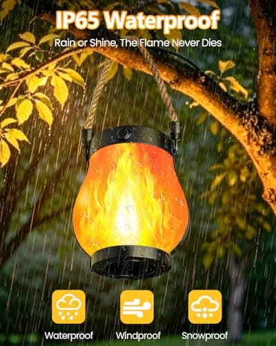 6 Pack Solar Lanterns Outdoor Waterproof, Gen2 Flickering Flame Lanterns with 2 Modes, Dual Charging (USB/Solar) Decorative Hanging Table Solar Outdoor Lights for Tree Garden Porch Yard Patio - Thumbnail 3