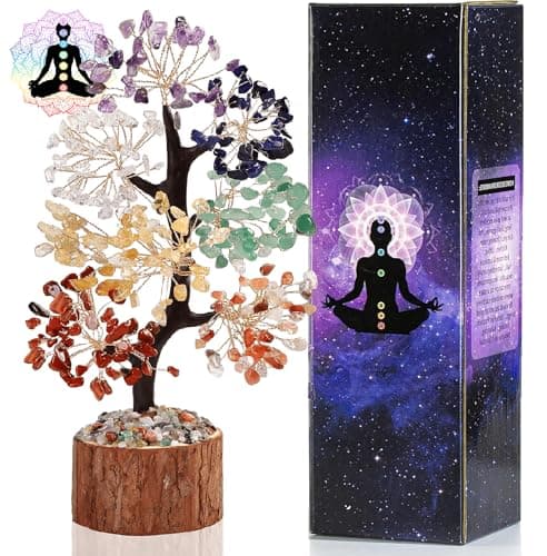 RYANER 7 Chakra Tree of Life Crystal Tree Decor, Good Luck Healing Crystals & Stones, Spiritual Home Office Decor for House Warming Gifts New Home, Positive Energy Handmade Gemstone Trees for Women - Image 1