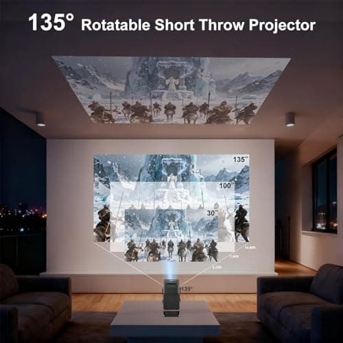 Mini Projector, Portable Projector 4K Support, Full HD 1080P Outdoor Movie Projector with WiFi6 and Bluetooth,Auto Focus with Built-in Apps Proyector,Compatible with HDMI/USB/iOS/Android - Thumbnail 3