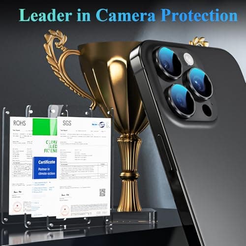 YWXTW Camera Lens Protector for iPhone 16 Pro/iPhone 16 Pro Max, [1 Step Installation Tray] Tempered Glass Screen Protector Metal Individual Camera Cover Accessories (Black Titanium-2Pack) - Thumbnail 2