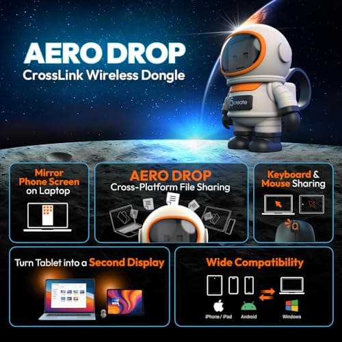 j5create AeroDrop CrossLink Wireless Dongle - Instant Share Files, Photos, Keyboard, Mouse, and Screen Between iPhone/iPad/Android and Windows Computer (JUAW22) - Thumbnail 2