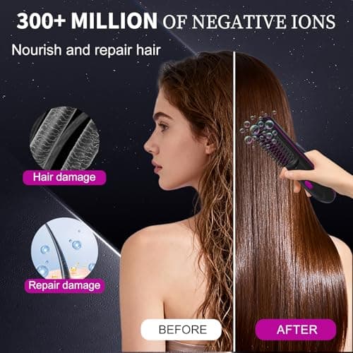 Go Brush Pro 2026, Portable Straightener Brushs for Travel, with LCD Temperature Display, Fast Heating Cordless Mini Hair Brushs (Black) - Thumbnail 2