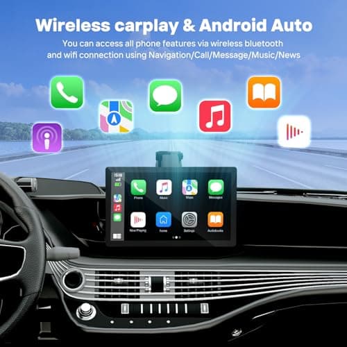 9" Wireless Apple Carplay Screen for Car with 4K Dash Cam, Portable Apple Carplay & Android Auto with 1080p Backup Camera DVR, Voice Control/GPS Navigation/Mirror Link/BT - Thumbnail 2