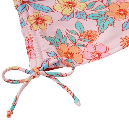 Size 8-10 Girls Pink Flower Hawaiian Bathing Suits for Kids 3D Floral Print Long Sleeve Swimsuits with Zipper 9 Year Little Child Ruffle Skirts with Shorts Blue Bottoms Quick Dry Swimming Set - Thumbnail 6
