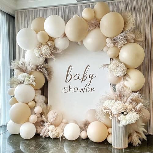 White Sand Balloons Double Stuffed White Beige Cream Ivory Balloons Clear Bobo Balloon Garland Arch Kit 18/12/5 Inch for Birthday Wedding Baby Shower Gender Reveal Party Decorations - Thumbnail 6