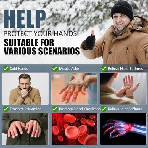 Heated Gloves for Men Women, Rechargeable Full & Half Hands Electric Gloves Heated Fingerless Touchscreen Gloves Heated Winter Hand Warmer for Work Cycling Skiing Outdoor Snow (Large) - Thumbnail 2