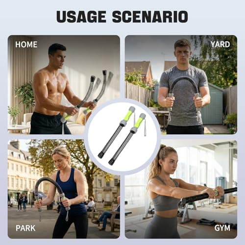 ONLYMENS 3-in-1 Ropeless Battle Ropes for Home Gym, Heavy Weighted Cordless Battle Rope Sticks (2.86lbs Each), Convertible Power Twister & Vibration Bar, Portable Workout Exercise Equipment for Cardio Training - Thumbnail 6