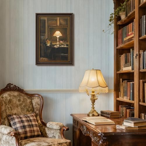 DAJONART Vintage Gold Picture Frame Book Wall Art,Women Reading Poster,Girl Reading Canvas Oil Paintings Farmhouse Room Decor for Bedroom Study Room Dorm, Gift for Book Lovers Birthday Housewarming,8 x12 - Thumbnail 4