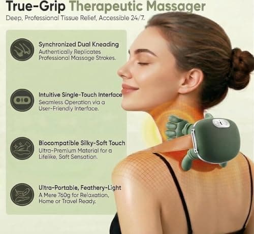 GrekoGadgetra Bionic Neck and Back Massager, 2-Level Heated Shiatsu Massager, 4D Deep Tissue Kneading Massage,Simulated Hand Massage for Pain & Muscle Relief (Green) - Thumbnail 2