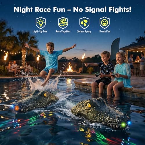 Corfela RC Alligator Boat with Water Spray & RGB Lights for Boys 4 5 6 7 8 9, 2026 Upgraded Remote Control Crocodile Head, 2 Rechargeable Batteries 45+Min, Prank Boat for Pool Lake Bathtub, Kids Gifts - Thumbnail 2