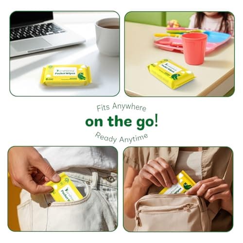 Dorahoney Unscented Travel Wet Wipes, 99% Purified Water Mini Wipes for Sensitive Skin, Hypoallergenic & Plastic-Free Pocket Wipes, 144 Count (24 Packs of 6) - Thumbnail 4