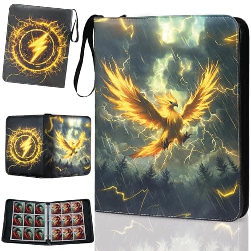 Trading Card Binder 9 Pocket, Fits 900 Cards with 50 Removable Sleeves, Portable TCG Album Folder for Standard Size Game Cards, Sports Card Holder Book for Collectors, Stormwing - Image 1