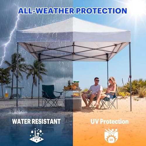 10x10ft Replacement Canopy Top with Air Vent— Instant Canopy Top Cover ONLY,Canopy Tent Top Cover for Straight Leg Canopy Frame - for Outdoor Garden Patio Sun Shade,No Frame (White) - Thumbnail 5