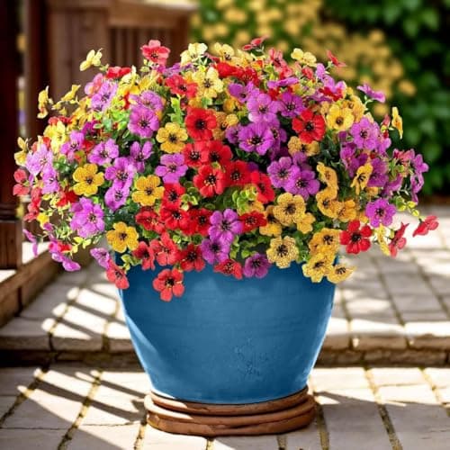 LetuoClips Artificial Flowers Fake Plants for Outdoors Spring Decoration, 13Bundles Silk Realistic UV Resistant Faux Flowers for Outside Planter Porch Yard Patio Garden Home Indoor, Mix - Image 1