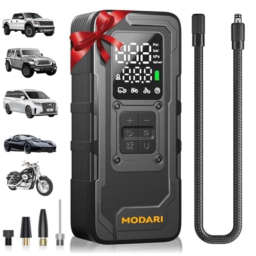 MODARI Tire Inflator Portable Air Compressor - 4X Faster 160 PSI Portable Air Pump for Cars - Cordless Tire Inflators with Gauge - Portable Tire Inflator for Car, Pickup, Bike and More