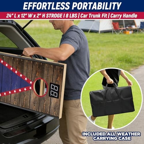 2x1ft Electronic Cornhole Board Set - Automatic Scoring Corn Hole Game for Kids & Travel - Junior Portable Size Infrared Sensing Wood Set with 8 Bags & Carry Case for Indoor & Outdoor Fun - Thumbnail 6