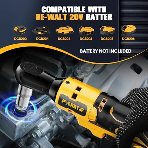 1/2 Inch Cordless Ratchet Wrench Compatible with DeWalt 20V Max Battery, 74Ft-Lbs (100N.m) High Torque, Brushless Motor, 0-400RPM Variable Speed, 7 Sockets, 1/2" to 3/8" Adapter, 3" Extension Bar - Thumbnail 5