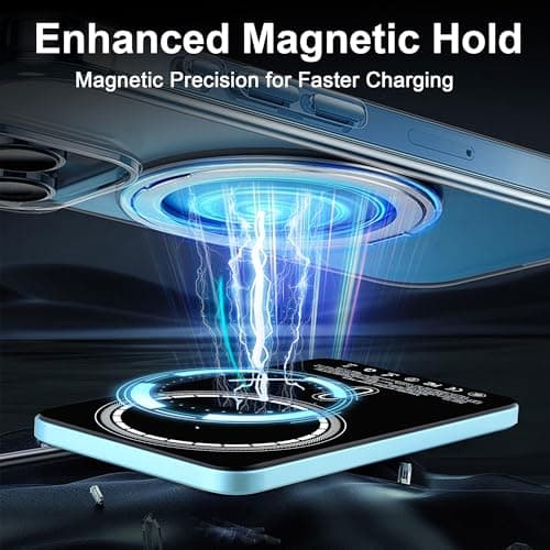 VONUV Magnetic Portable Charger 5000mAh, 15W Ultra Slim Wireless Portable Charger, Fast Charging for iPhone 17/16/15/14/13/12 Pro/Pro Max/Plus, Metal Shell, USB-C Cable to Charge Other Phones (Blue) - Thumbnail 3