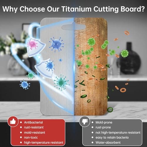 Titanium Cutting Board - Katuchef 100% Pure Titanium Cutting Boards for Kitchen Double Sided Non Toxic Titanware for Meat/Vegetables, Hygiene Durable Dishwasher Safe Metal Chopping Board Small - Thumbnail 2