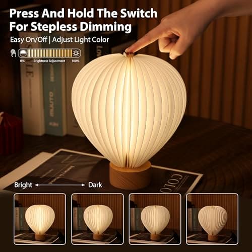 Hot Air Balloon Warm Night Light,Dimmable Touch Lamp for Bedroom,Portable Table Bedside Lamp,hot air balloon lantern decor,1200 mAh battery,Portable Camping Lamp for Outdoor,Bedroom,Party Decor - Thumbnail 2