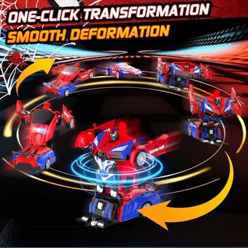 Remote Control Car with One Button Transformation, RC Cars Transforming into Robot, 2.4Ghz 360 Degree Rotation Police Car with Light, 1:18 Scale Transform Toys for Boys Girls Kids 4-7 8-12 6-8 - Thumbnail 3