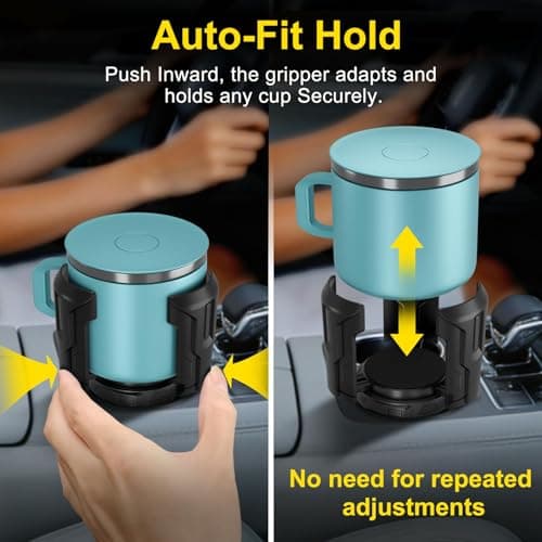 Cup Holder Expander (Adjustable Holder & Base, Auto-Fit Hold, One Button Open), Car Cup Holder Expander for Yeti, Hydro Flask, Nalgene, Owala, Bottles in 2.6"- 4.8" (1 Pack) - Thumbnail 6