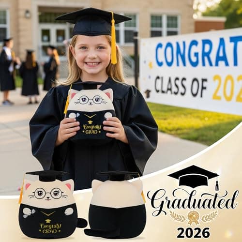 Graduation Plush Cat Stuffed Animal – 2026 Graduation Stuffed Animal Toy with Cap Gown for Kindergarten Preschool Elementary College Graduates Congrats Grad Gift for Girl Boy Men Women Student 9 Inch - Thumbnail 4