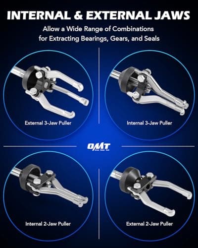 Orion Motor Tech Slide Hammer, 9-Way Internal/External Slide Hammer Puller Set - Pulls Hubs, Rear Wheel Axle Shafts, Bearings, Bushings, Seals, Retainers - Thumbnail 4