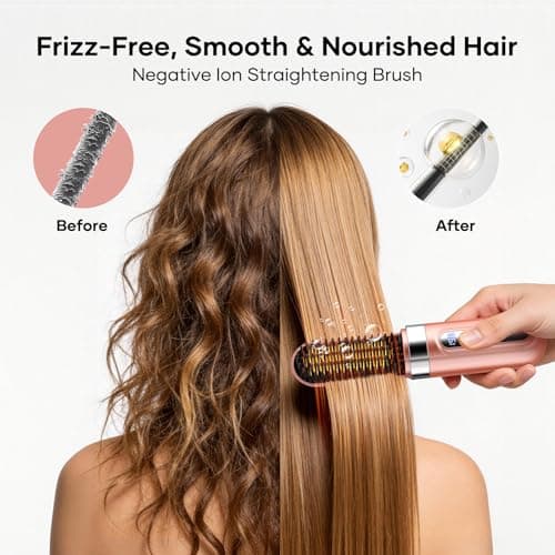 Go Brush Pro Hair Straightener Brush Upgraded Cordless Ionic Anti-Frizz Styling Brush Pro 3 Temp Settings Type-C Charging Portable Mini Straightener for All Hair Types - Thumbnail 3