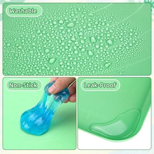 Extra Large Silicone Painting Mat for Crafts, 24”x 19” Waterproof Art Mat for Kids with Raised Sides, Crafts Mat for Paint, Clay Playdough, & Jewelry-Making, Green - Thumbnail 5