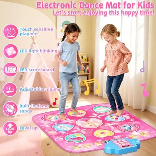 LZFYMXOK Dance Mat for Kids 3-12 – 9-Button Electronic Music Playmat with 3 Game Modes, 8 Challenge Levels & LED Score Display, Anti-Slip Foldable Dancing Pad, Birthday Gifts for Girls - Thumbnail 3