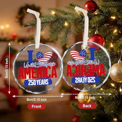 United States 250th Anniversary Ornament, Glass Patriotic Eagle Christmas Ornaments, 250th Anniversary Liberty Bell Decorations, Gift for US Citizens, Patriotic Collectors-Crystal Style3 - Thumbnail 3