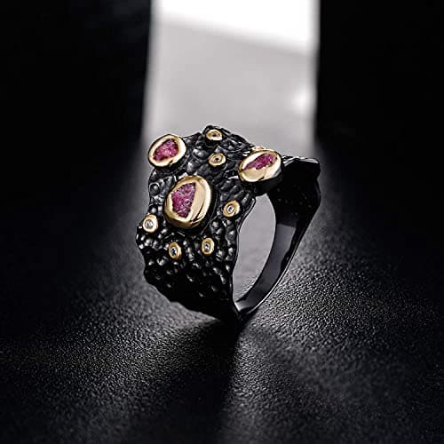 925 Sterling Silver Gemstone Black Statement Rings for Women Men Jewelry (9) - Thumbnail 4