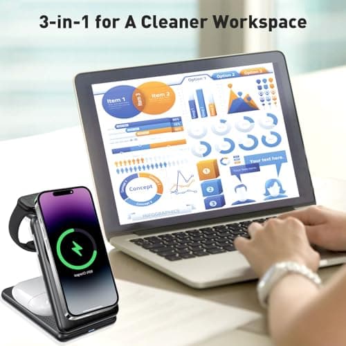 Upgraded 3-in-1 Magnetic Wireless Charger, Foldable Charging Station, Electromagnetic Induction Base,Compatible with MagSafe,Compatible with iPhone 12-17 Series, Apple Watch, and AirPods - Thumbnail 6