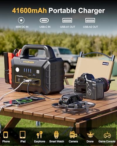 VTOMAN V-Truck Pro 8000A Car Battery Jump Starter with 65W Quick Charge, 41600mAh Portable Jump Starter Power Pack for All Gas All Diesel, 12V Jump Box with LED Light, Long Jumper Cables - Thumbnail 4