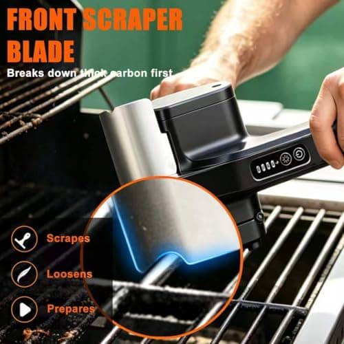Electric Grill Brush, High Torque BBQ Bristle-Free Cleaner – Rechargeable Cordless with LED Light, Splash Guard & Scraper, Heavy Duty Grill Cleaner Tool for Outdoor Grill, Gift for Men Dad - Thumbnail 2