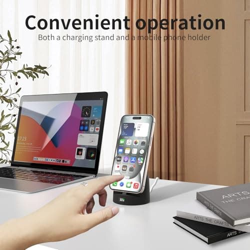 Phone Charging Stand for Samsung/iPhone15/16/17,Charger Stand with USB-C,Charging Station with LED Power Display,Charging Dock for Nightstand Black Silicone - Thumbnail 5