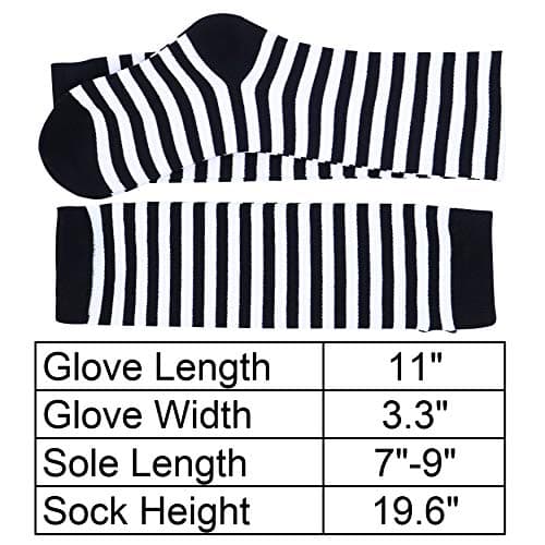 Bienvenu Rainbow Arm Warmer Fingerless Gloves Thigh Socks Set,Black - Thumbnail 6