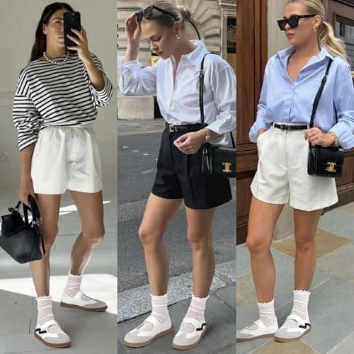 Foiola Womens Sneakers Casual Lightweight Tennis Shoes Slip on Footwear Women's Fashion Retro Sneakers for Dress Jeans Skirts White - Thumbnail 6