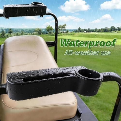 ProCartFit Upgrade Golf Cart Rear Seat Armrest with Cup Holder, UV-Proof Golf Cart Accessories for EZGO, Club Car, Yamaha, All-in-One Arm Rest Fit 1"/1.25" Square Tube, No Drilling, Black - Thumbnail 6