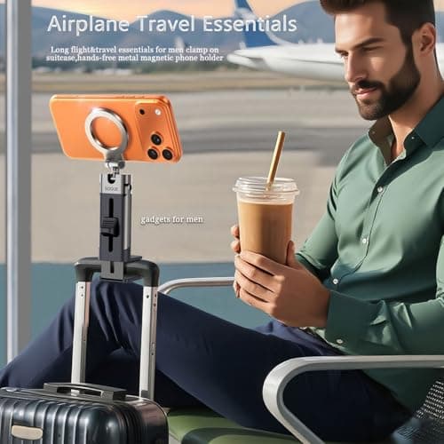 SOGUE Airplane Travel Essentials Men Phone Holder,Plane Phone Mount for MagSafe,Foldable Magnetic Phone Stand for Desk 360° Swivel Universal in Airplane Gadgets Spring Break Essentials for iPhone 17 - Thumbnail 5