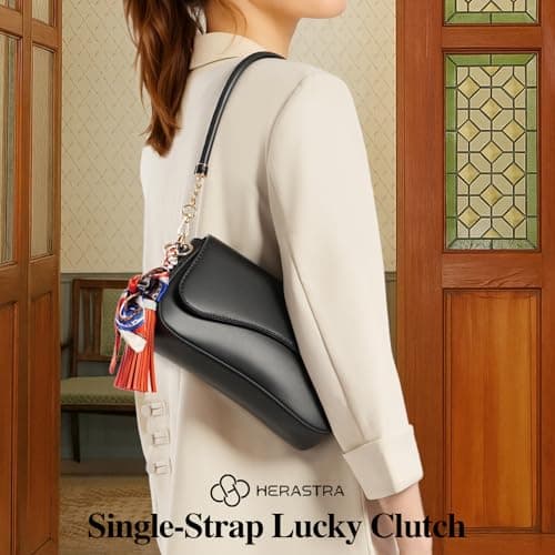 Shoulder Bag for Women Y2K Trendy Purse PU Leather Hobo Handbags Clutch Saddle Crossbody Underarm Bag with 2 Removable Strap (Black-Double Strap) - Thumbnail 6